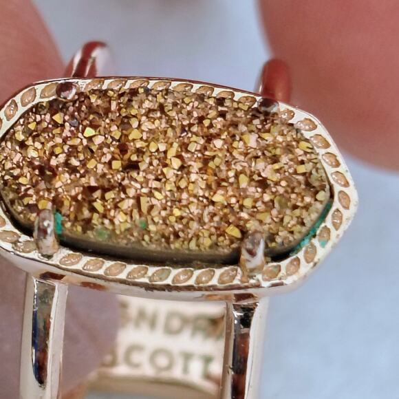 Kendra Scott Brown Rose Gold Tone Drusy Double Band Elyse Ring Size  7 - Picture 6 of 7